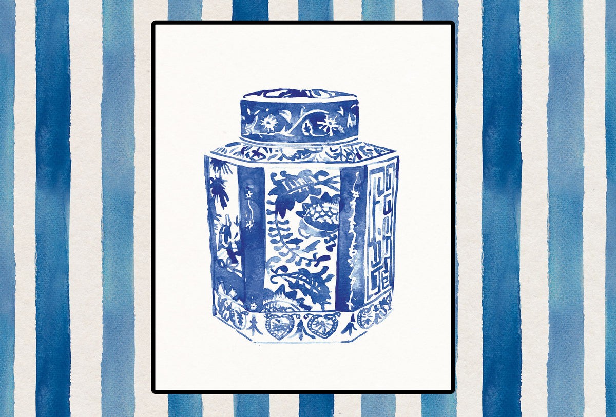 Chinoiserie Vase I Stripes Mural Wallpaper - pure wallpaper artwork