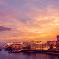 Metropolitan Sunset Orange Mural Wallpaper - pure wallpaper artwork