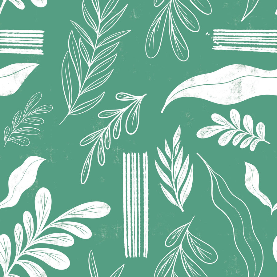 Autumn Leaves Green Mural Wallpaper