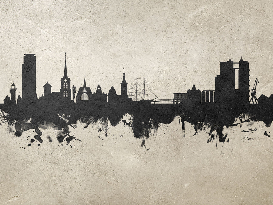 Halmstad Sweden Skyline Concrete Mural Wallpaper