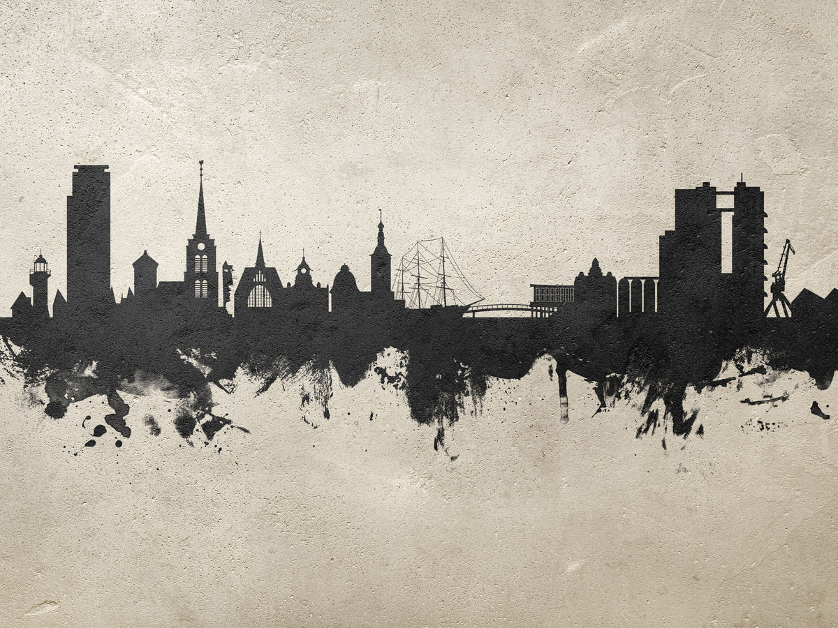 Halmstad Sweden Skyline Concrete Mural Wallpaper - pure wallpaper artwork