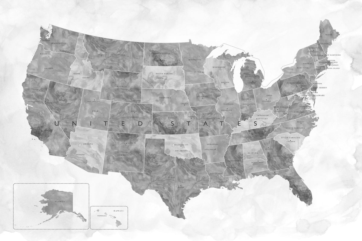 US State Map - Jimmy Wash Mural Wallpaper - pure wallpaper artwork