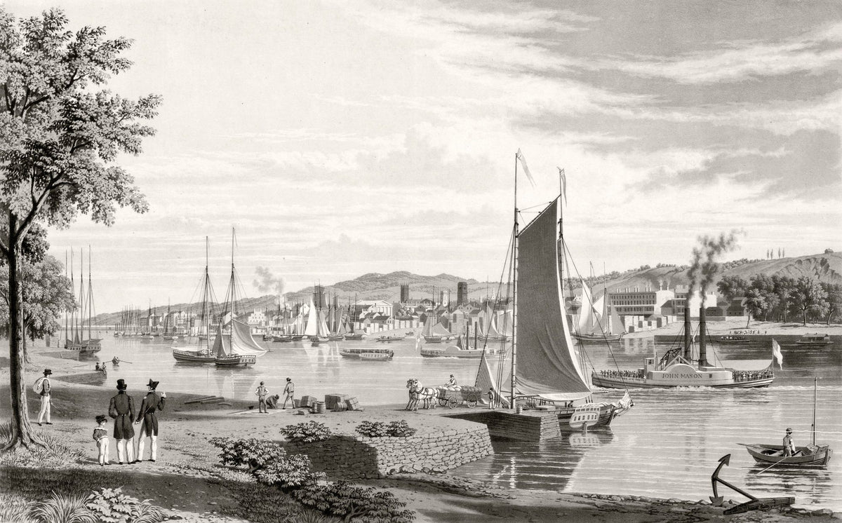 Old View of Troy & Hudson River, 1838 Mural Wallpaper - pure wallpaper artwork