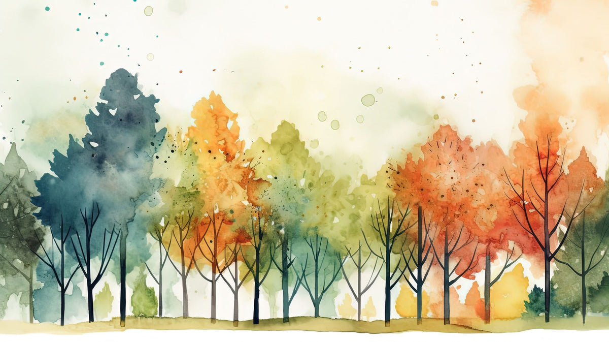 Watercolor Fall Mural Wallpaper - pure wallpaper artwork