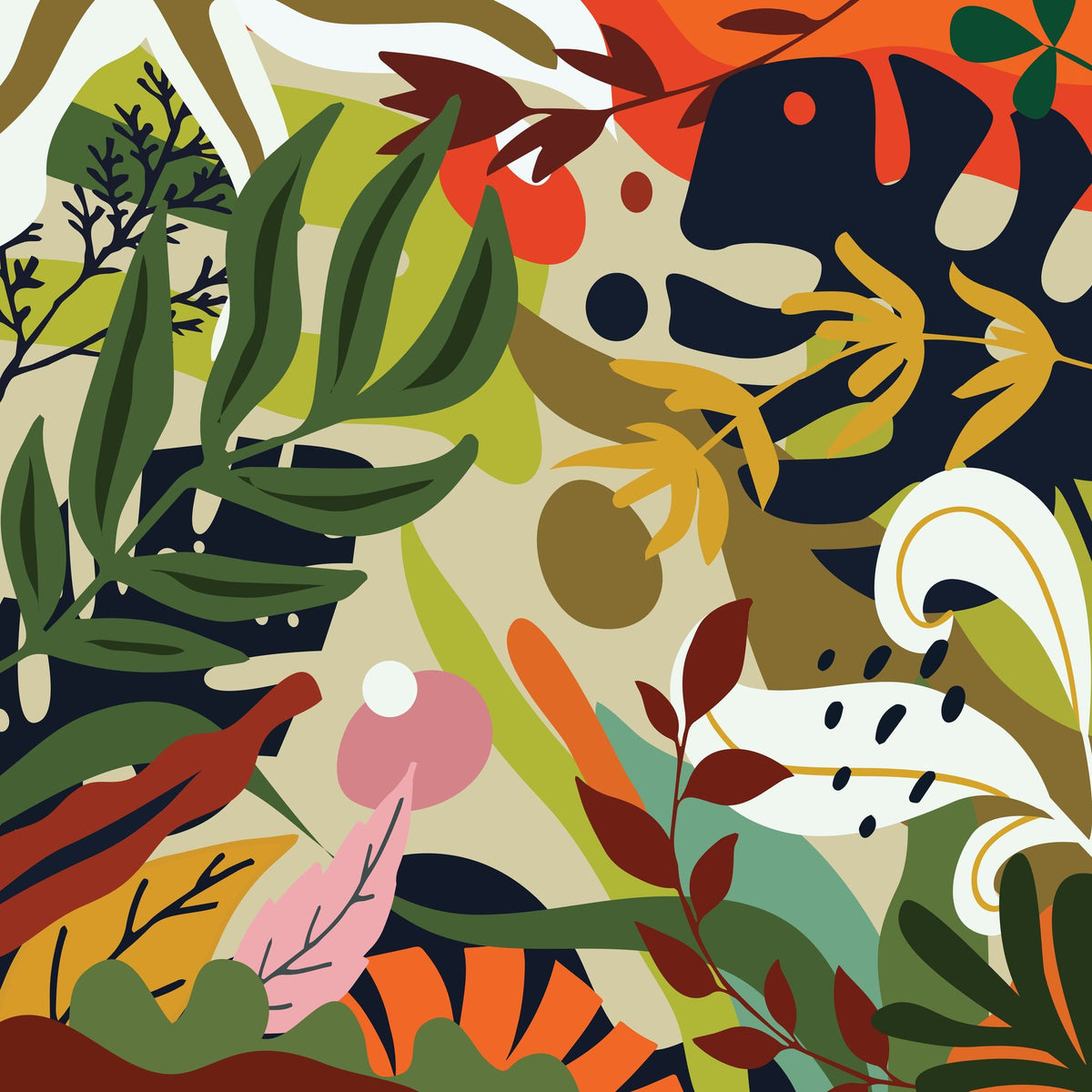 Jungle Mix Mural Wallpaper - pure wallpaper artwork