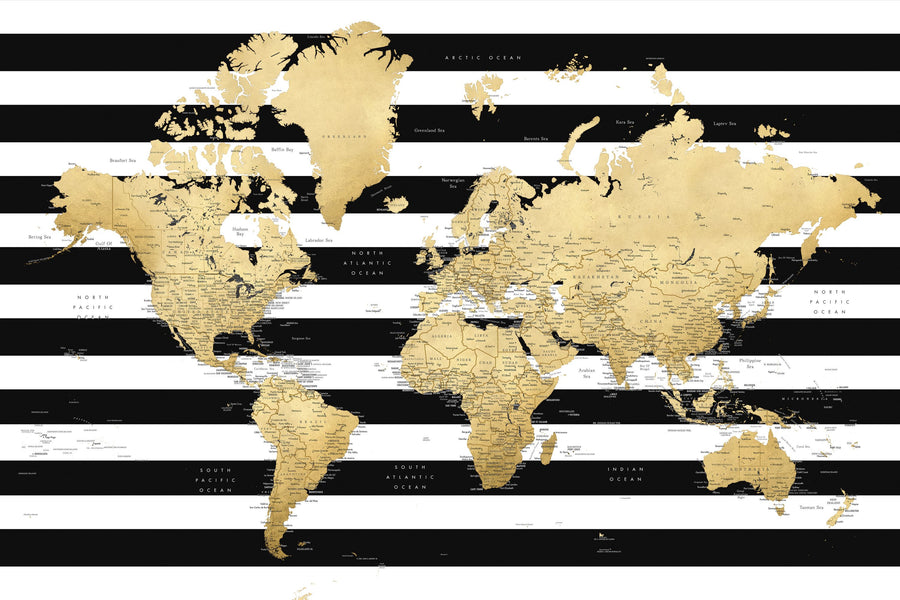 World Map Cities - Harper Mural Wallpaper