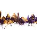 Sofia Bulgaria Skyline Purple & Gold Mural Wallpaper - pure wallpaper artwork