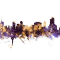 Tulsa Oklahoma Skyline Purple & Gold Mural Wallpaper - pure wallpaper artwork
