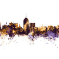 Fresno California Skyline Purple & Gold Mural Wallpaper - pure wallpaper artwork
