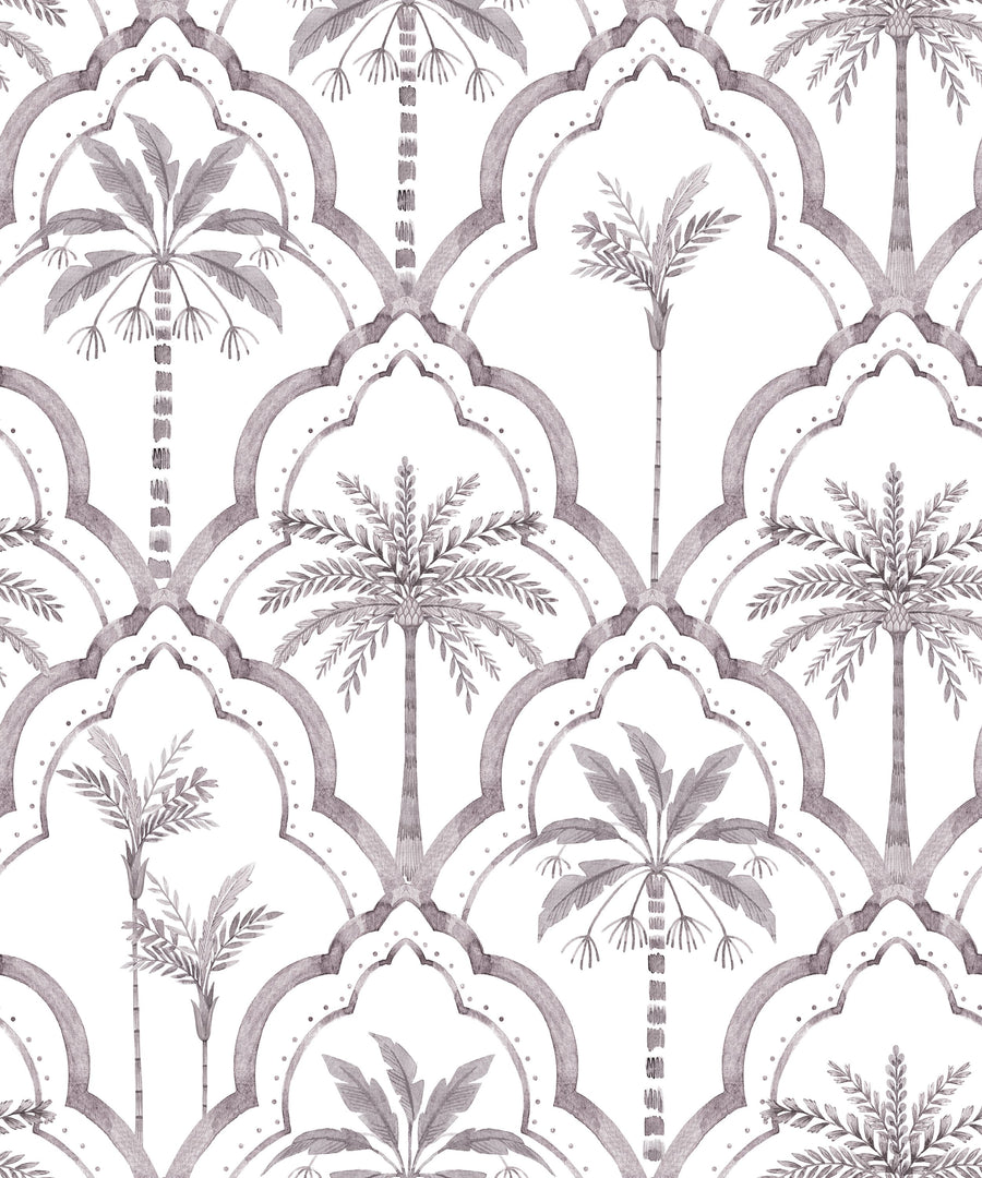 The Palm Lattice, Lavender Gray Mural Wallpaper
