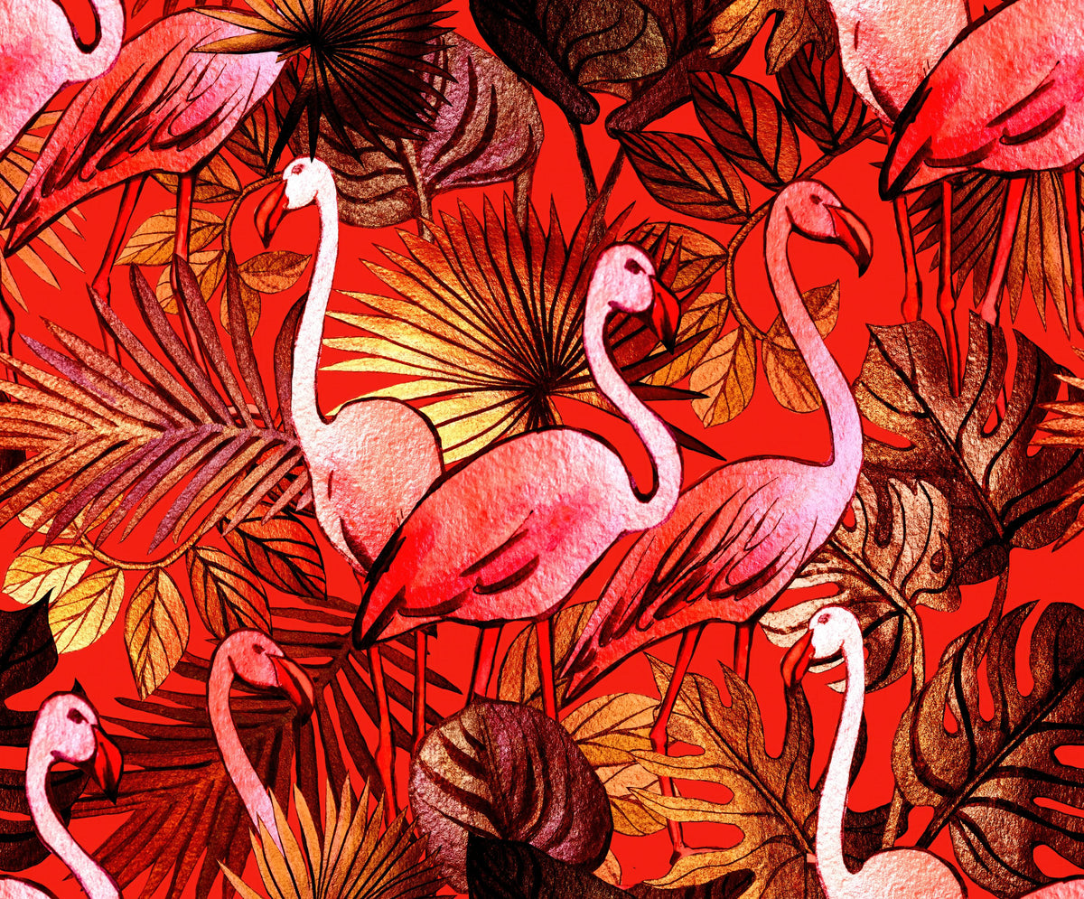 Tropical Flamingo Mural Wallpaper - pure wallpaper artwork