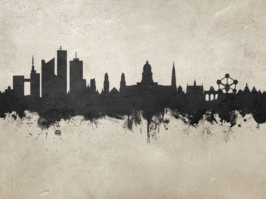 Brussels Belgium Skyline Concrete Mural Wallpaper