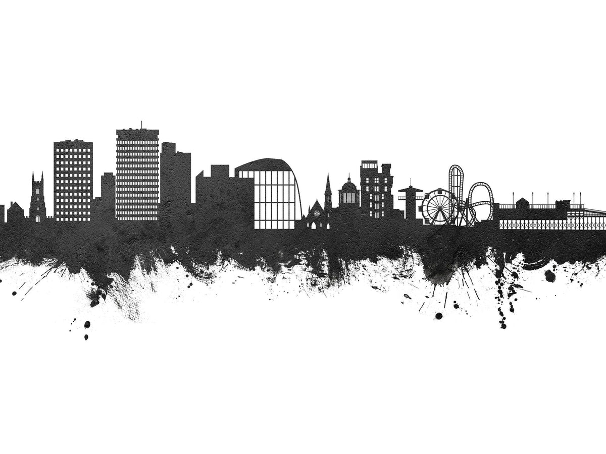 Southend-on-Sea England Skyline Black & White Mural Wallpaper - pure wallpaper artwork