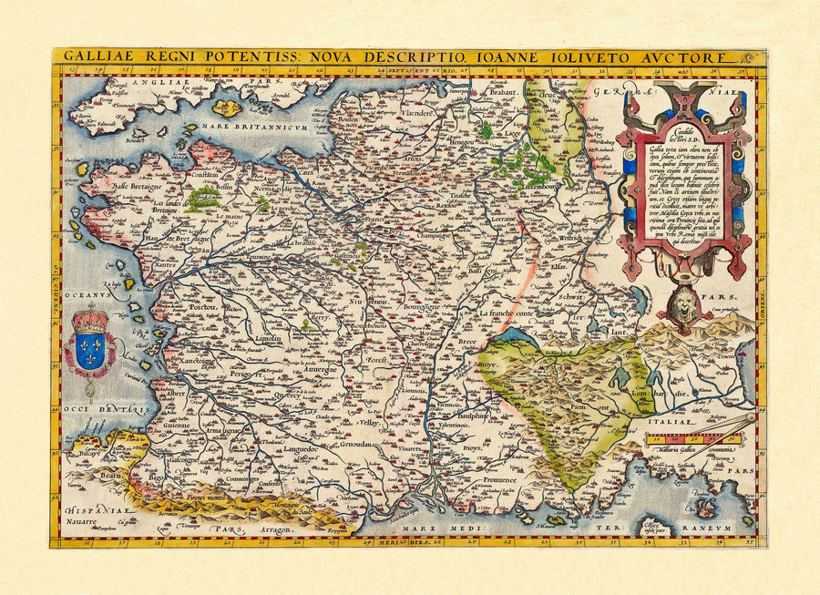 Old Map of France, 1570 Mural Wallpaper