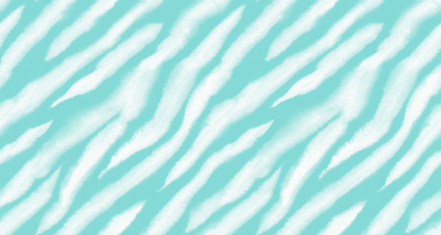 Watercolor Tiger Stripes, Turqouise Mural Wallpaper