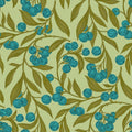 Autumn Berries, Blue Mural Wallpaper - pure wallpaper artwork