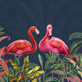 Shy Flamingos Blue Mural Wallpaper - pure wallpaper artwork