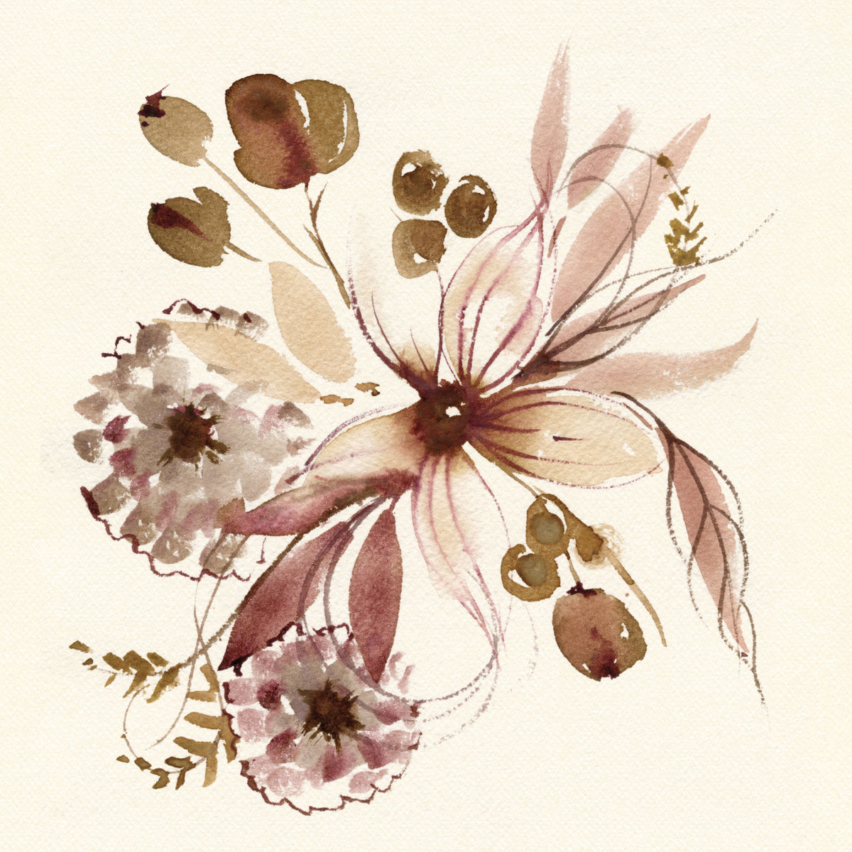 Sepia Floral Mural Wallpaper - pure wallpaper artwork