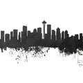 Seattle Skyline Black & White Mural Wallpaper - pure wallpaper artwork