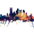 Pittsburg Pennsylvania Skyline Blue & Bronze Mural Wallpaper - pure wallpaper artwork