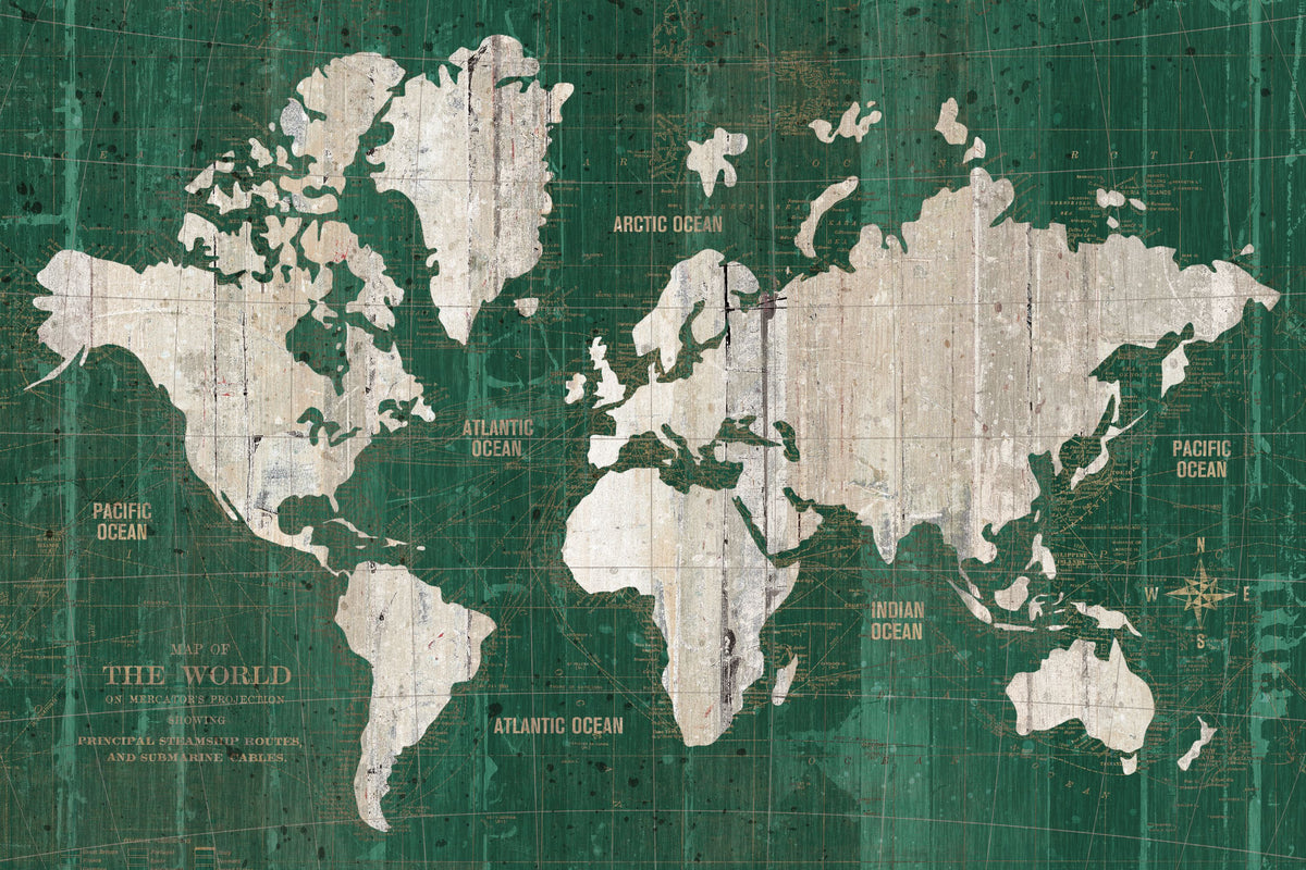 Old World Map Green Mural Wallpaper - pure wallpaper artwork