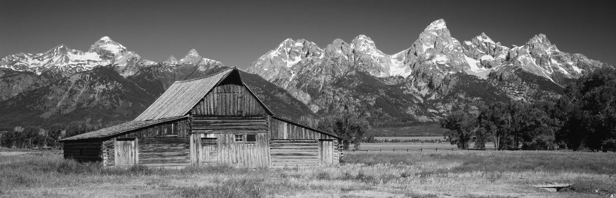 Mountain Homestead Black & White Mural Wallpaper - pure wallpaper artwork