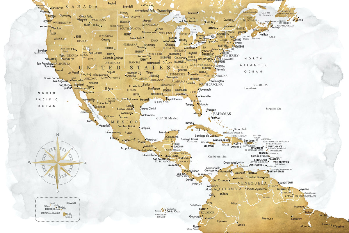 US Mexico Caribbean Map - Rosie Wash Mural Wallpaper - pure wallpaper artwork