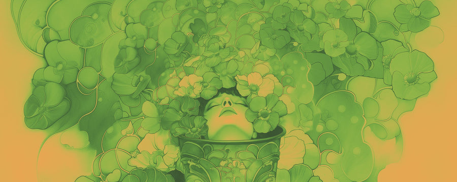 The Bucket of List Green Orange Mural Wallpaper