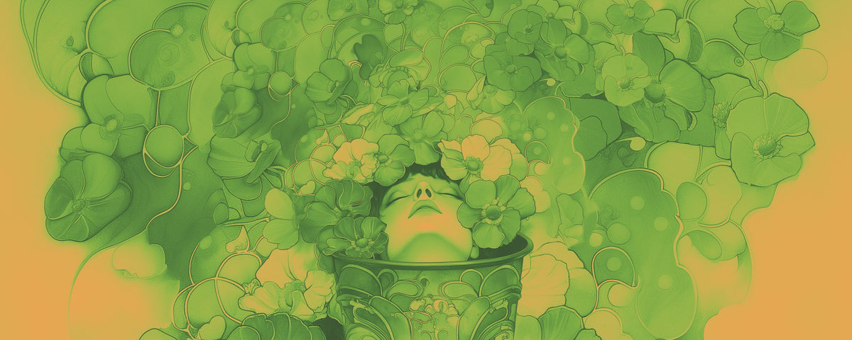 The Bucket of List Green Orange Mural Wallpaper - pure wallpaper artwork