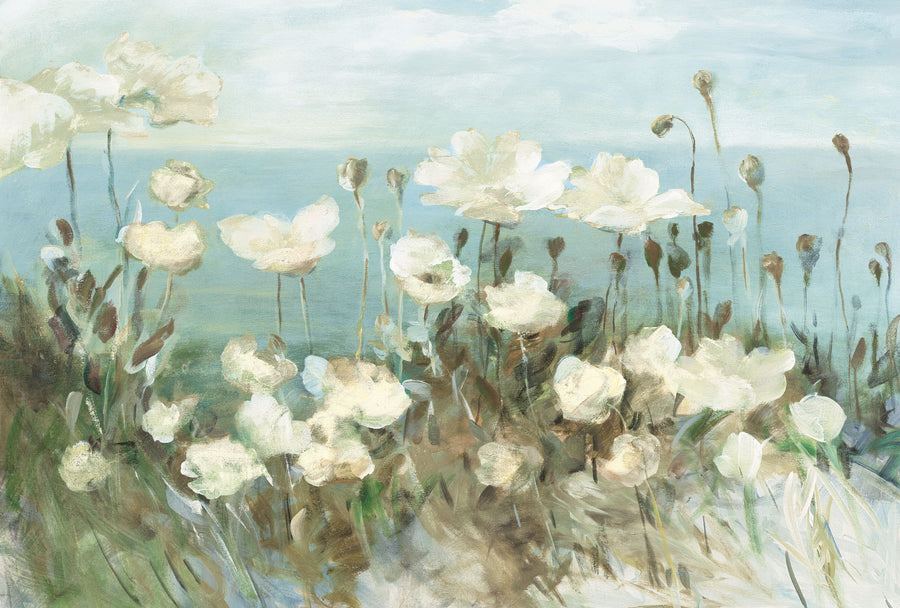 Field of Poppies Bright Cream Crop Mural Wallpaper