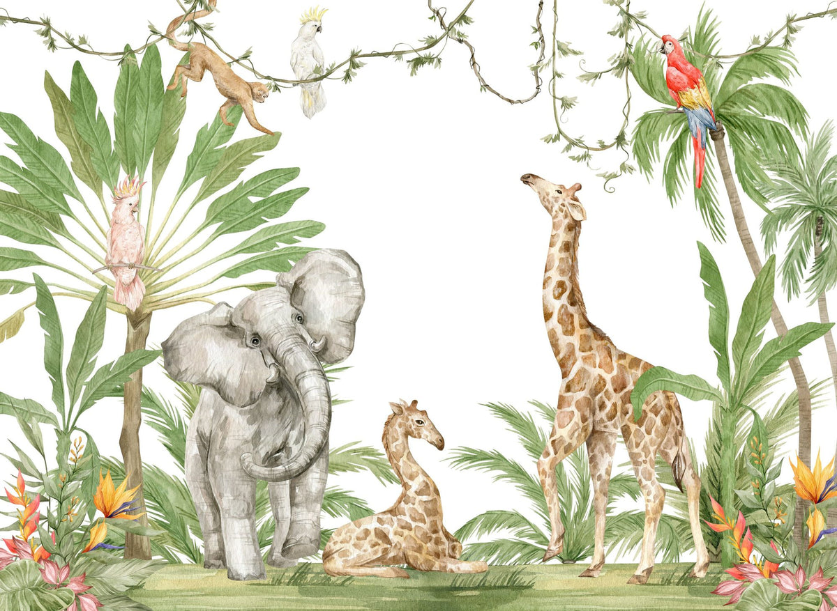 Jungle Friends Mural Wallpaper - pure wallpaper artwork