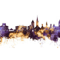 New Bern North Carolina Skyline Purple & Gold Mural Wallpaper - pure wallpaper artwork