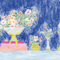 Flower Vases and Books Mural Wallpaper - pure wallpaper artwork