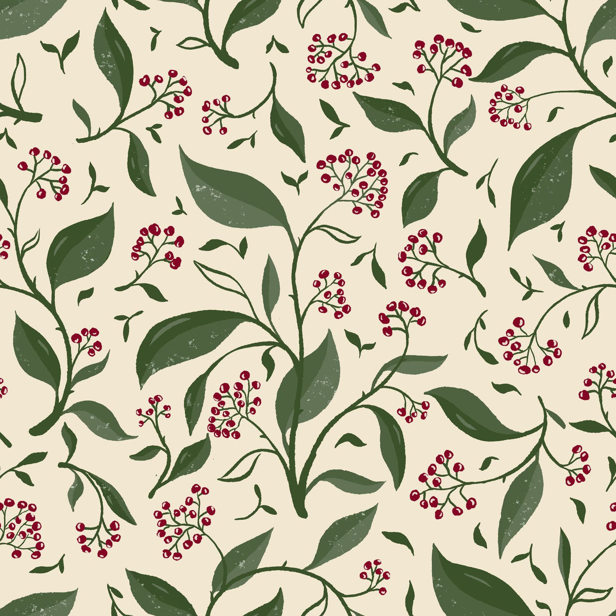 Winter Berries, Cream Mural Wallpaper - pure wallpaper artwork