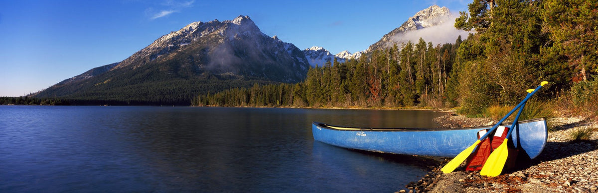 Mountain Lake Canoe Mural Wallpaper - pure wallpaper artwork