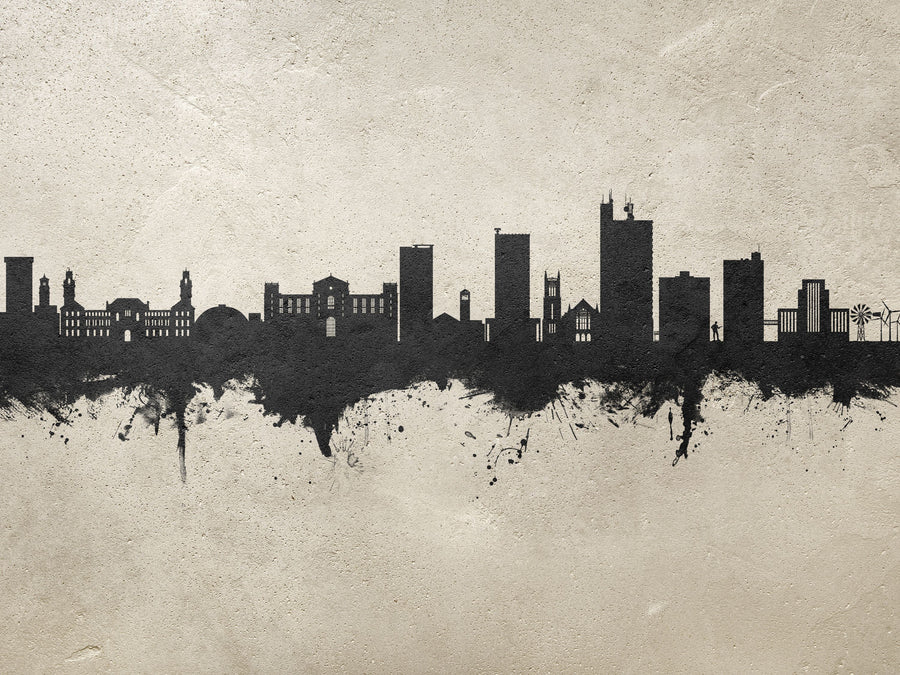 Lubbock Texas Skyline Concrete Mural Wallpaper