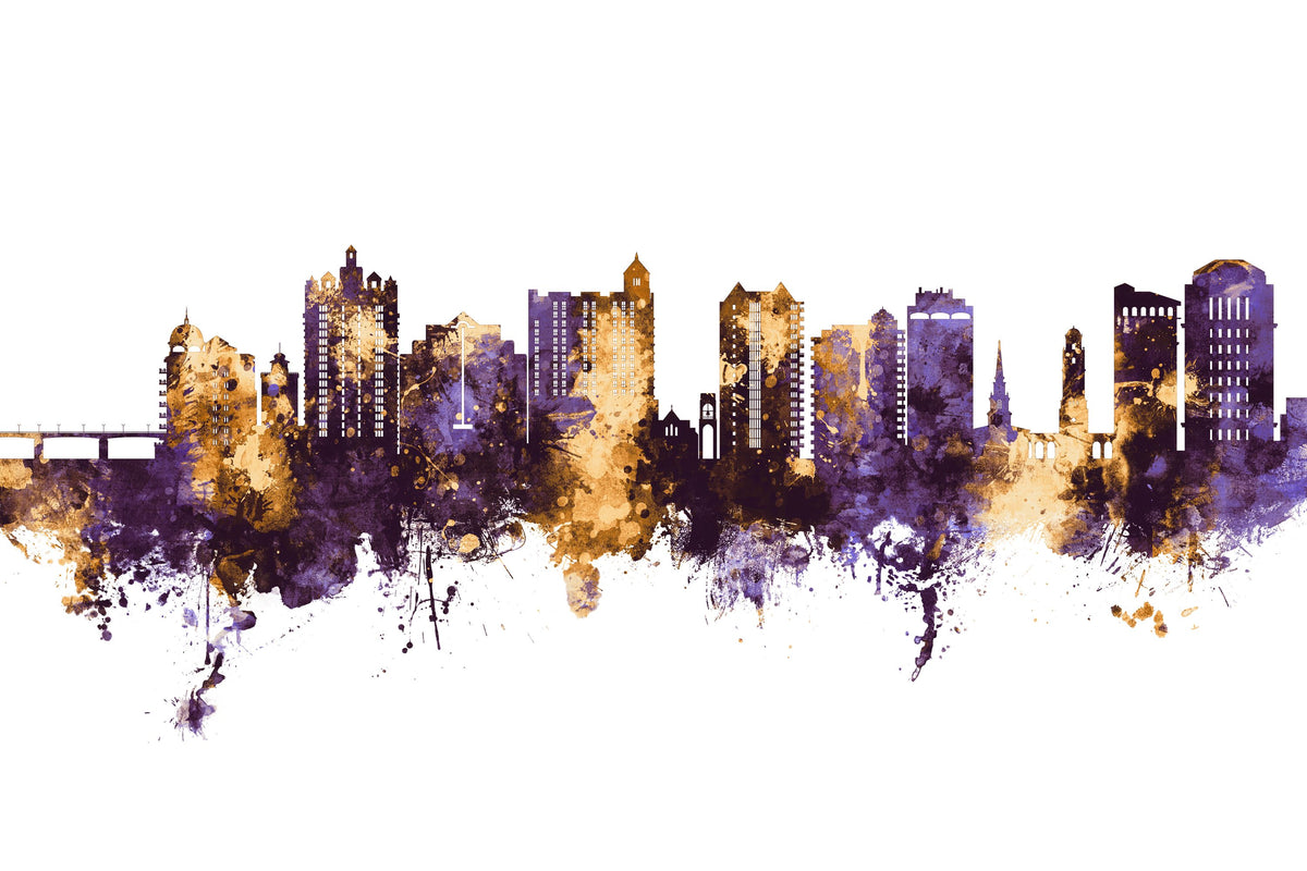 Sarasota Florida Skyline Purple & Gold Mural Wallpaper - pure wallpaper artwork
