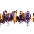 Sarasota Florida Skyline Purple & Gold Mural Wallpaper - pure wallpaper artwork
