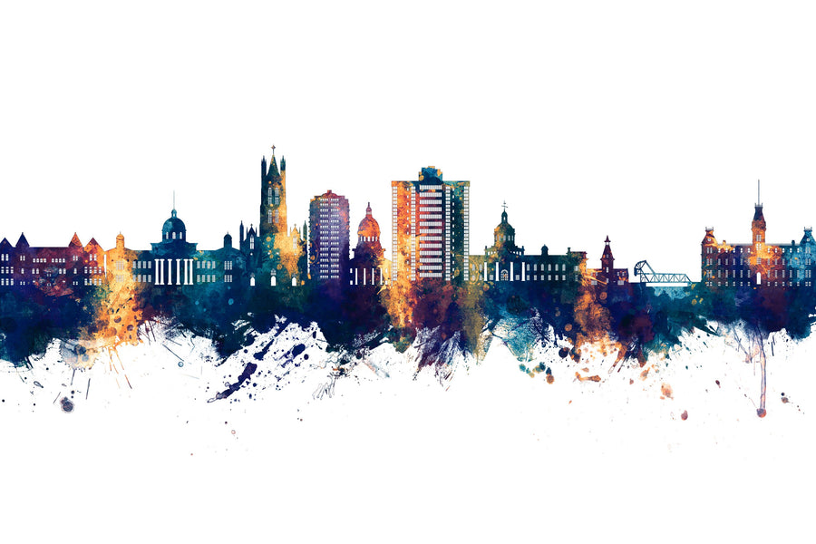 Kingston Canada Skyline Blue & Bronze Mural Wallpaper