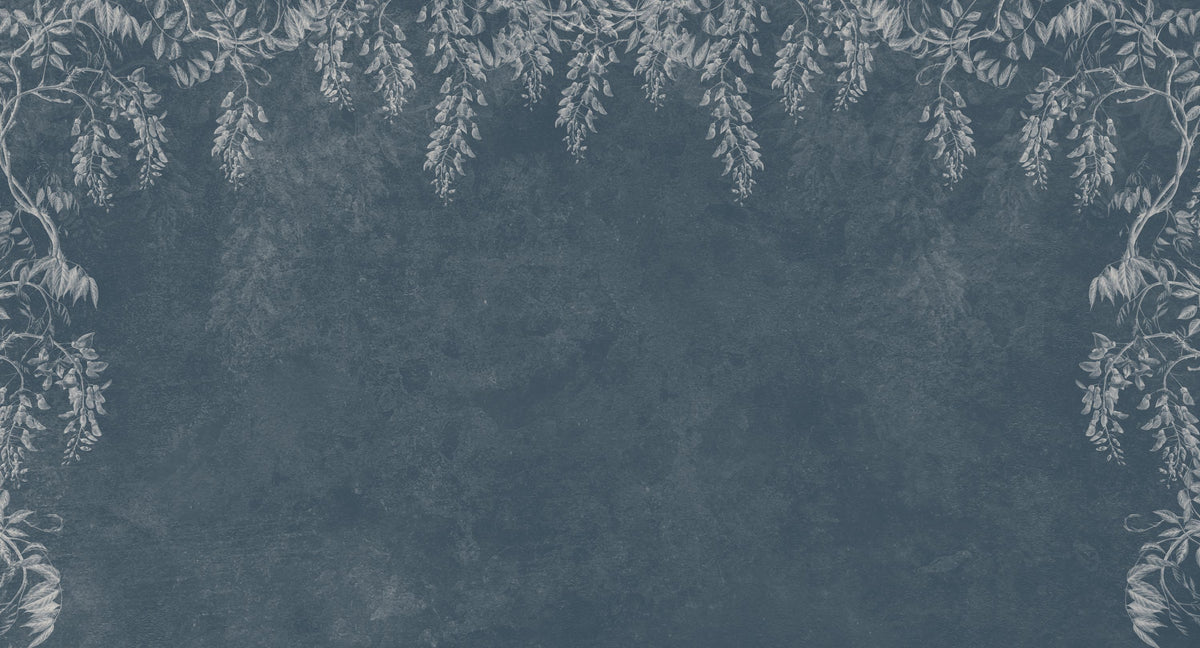 Welcome to Our Theatre, Dusty Prussian Blue Mural Wallpaper - pure wallpaper artwork