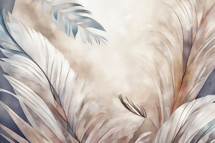 Feathers Magic Brown Mural Wallpaper