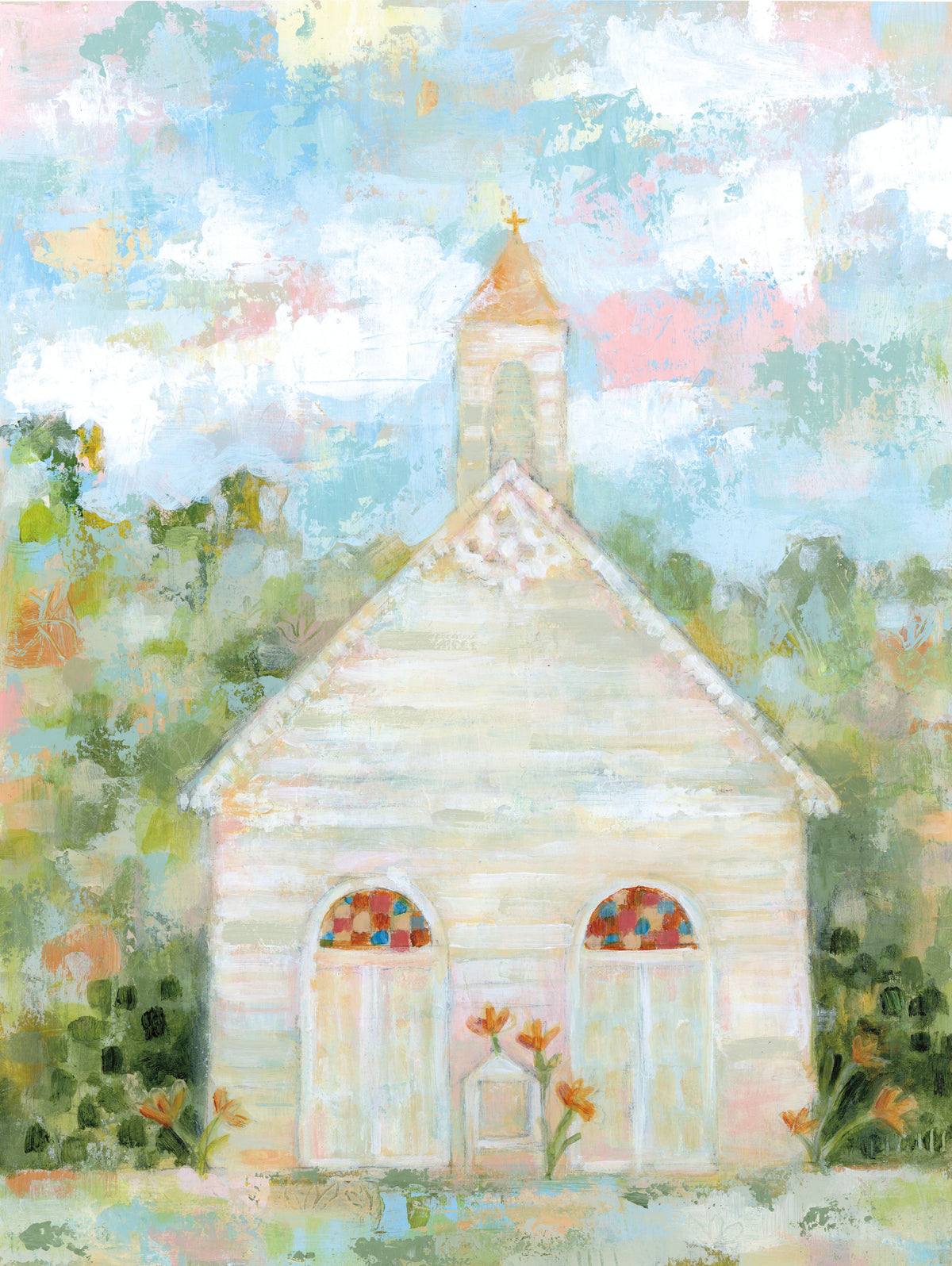 Little White Church Mural Wallpaper - pure wallpaper artwork