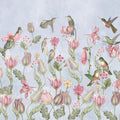 Tulips & Birds, Sky Blue Mural Wallpaper - pure wallpaper artwork