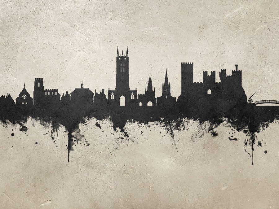 Warwick England Skyline Concrete Mural Wallpaper