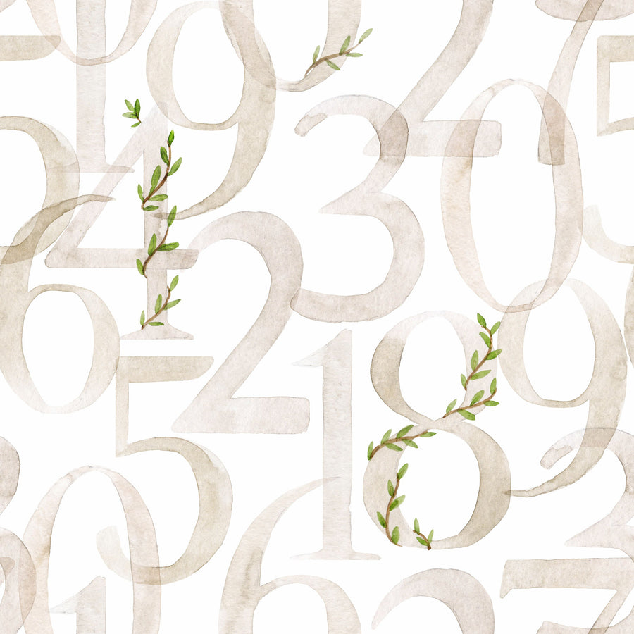 Soft Numbers Mural Wallpaper
