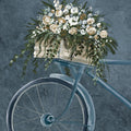 Vintage Bicycle with Florals Denim Mural Wallpaper - pure wallpaper artwork