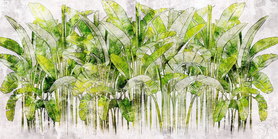Nature Wallpaper Mural – Natural Wall Mural – Wild Green Leaves printable artwork