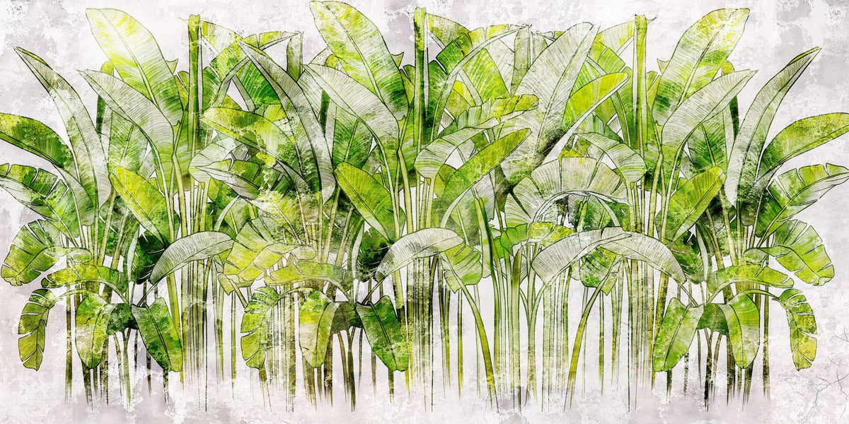 Wild Green Leaves Mural Wallpaper - pure wallpaper artwork