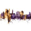 Luton England Skyline Purple & Gold Mural Wallpaper - pure wallpaper artwork