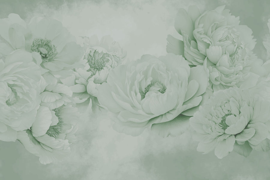 Transcendent Peony, Pistachio Mural Wallpaper